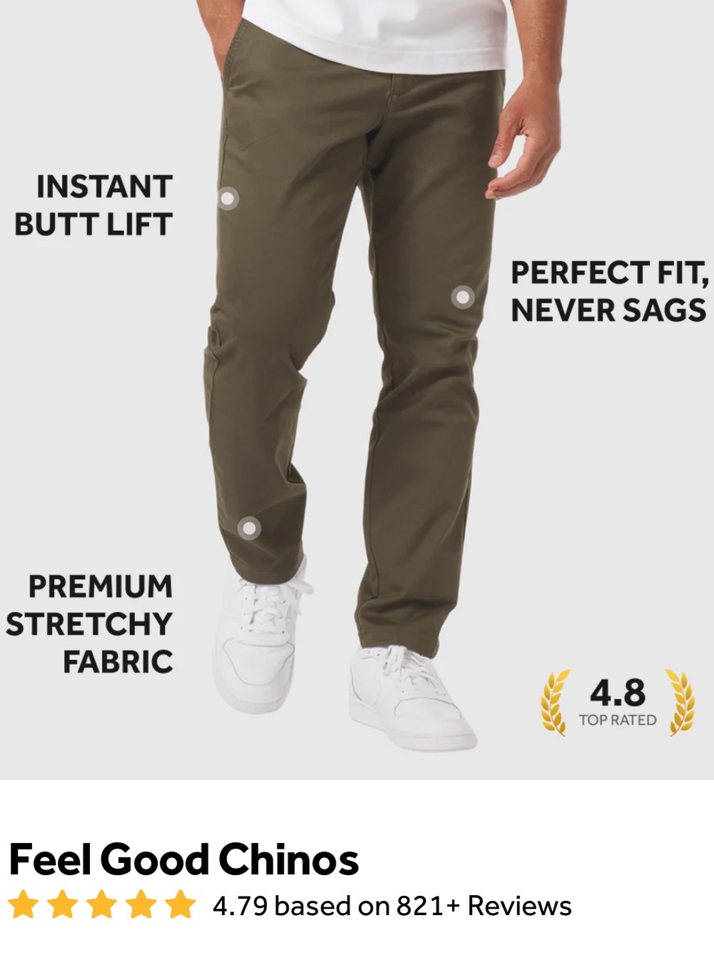 Perk Slim Fit + Stretch Chinos, Olive, 38/32